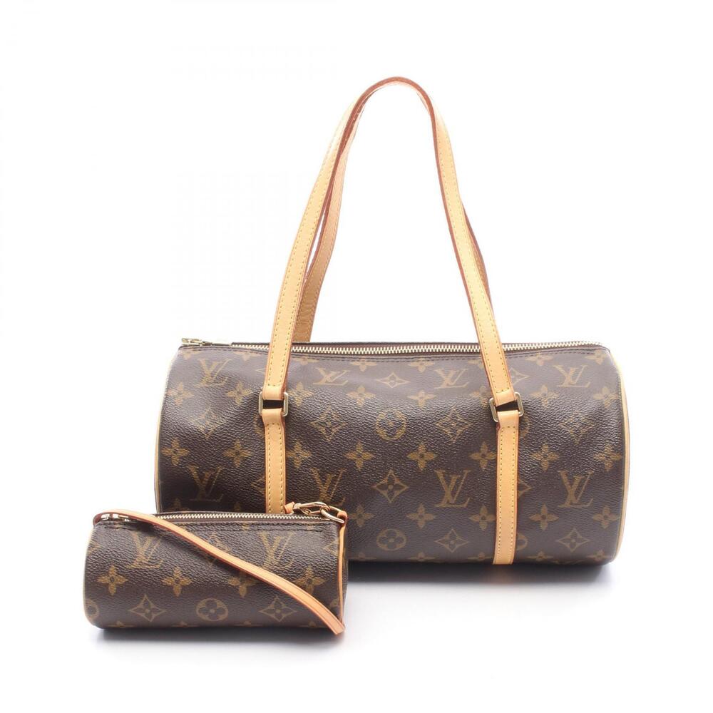 Louis Vuitton Papillon Monogram Top Handle Bag Canvas Leather Brown